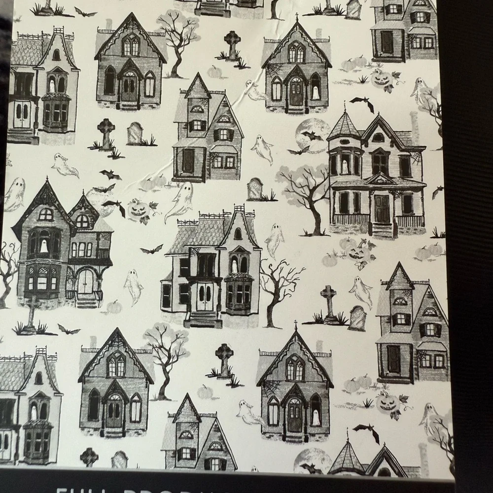 NEW Cynthia Rowley Halloween Haunted House Black & White Full/Queen Throw NWT